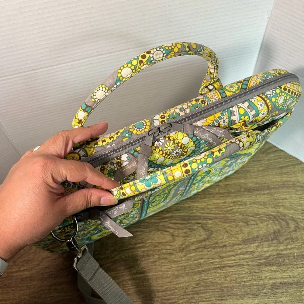 Vera Bradley Green Yellow Teal Gray Brown Paisley Labtop Bag